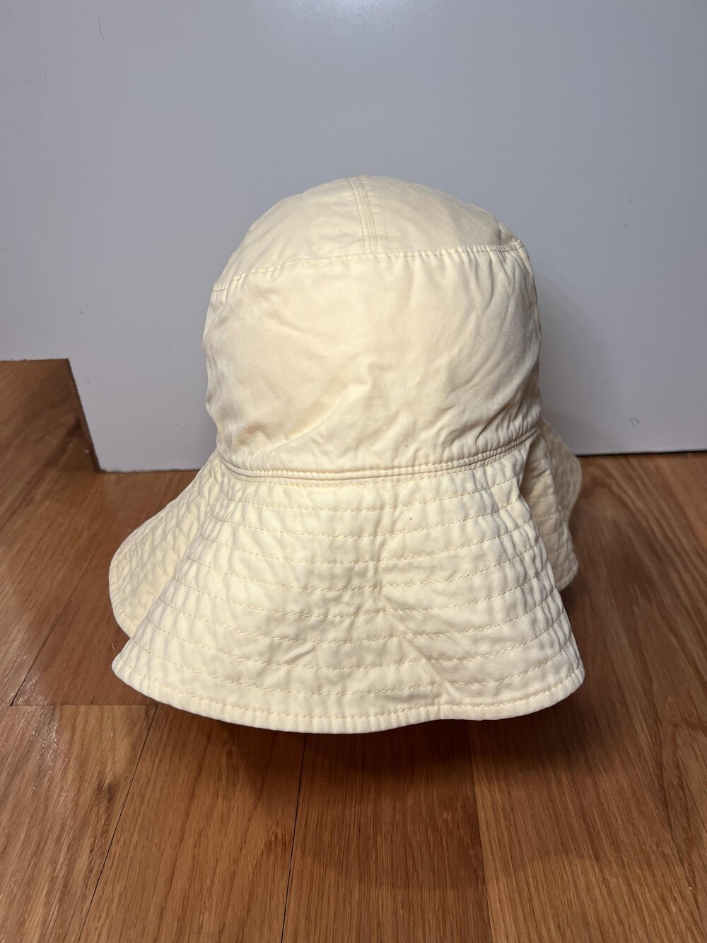 Lands' End Sun Hat Unisex Medium Yellow Wide Brim Cotton Beach Summer Casual